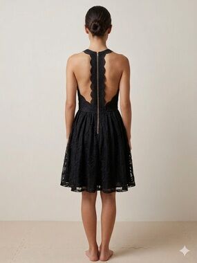 ASTR the Label - Anthropologie Black Lace Dress with Back Zipper Size M